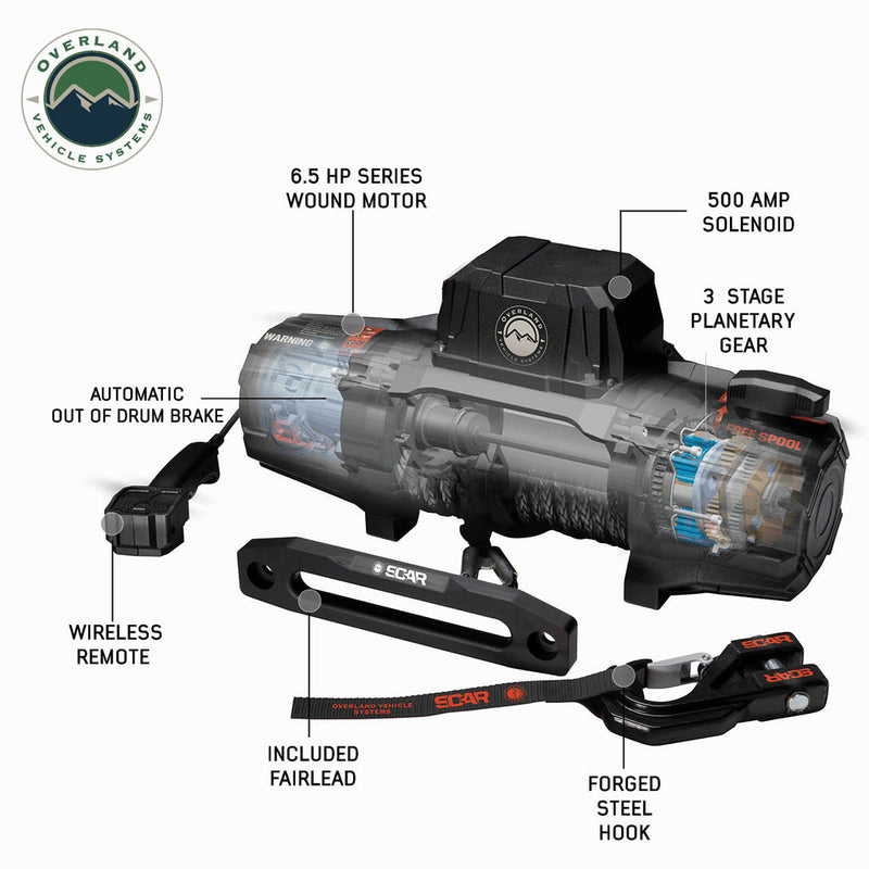 Load image into Gallery viewer, Overland Vehicle Systems SCAR 10S - 10,000 Lbs. Rated Synthetic Rope Winch
