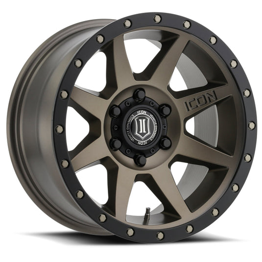 ICON Vehicle Dynamics Rebound wheel in bronze with 6-spoke design and black accents, showcasing the ICON logo on the center cap.