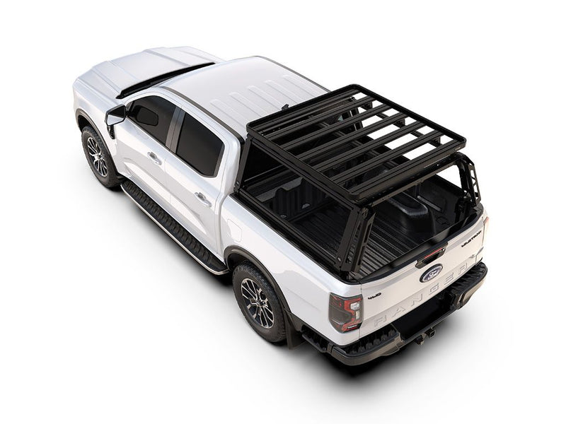 Load image into Gallery viewer, Alt text: &quot;2022 Ford Ranger Wildtrak with Pro Bed Rack Kit by Front Runner, showcasing a sturdy double cab roof rack on a white pickup truck designed for off-road adventures and utility.&quot;
