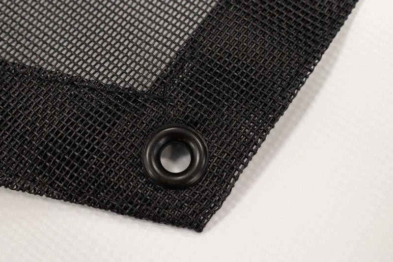 Load image into Gallery viewer, Close-up view of Fishbone Offroad front sun shade mesh with grommet for Jeep Wrangler JL, JLU, and Gladiator JT models.
