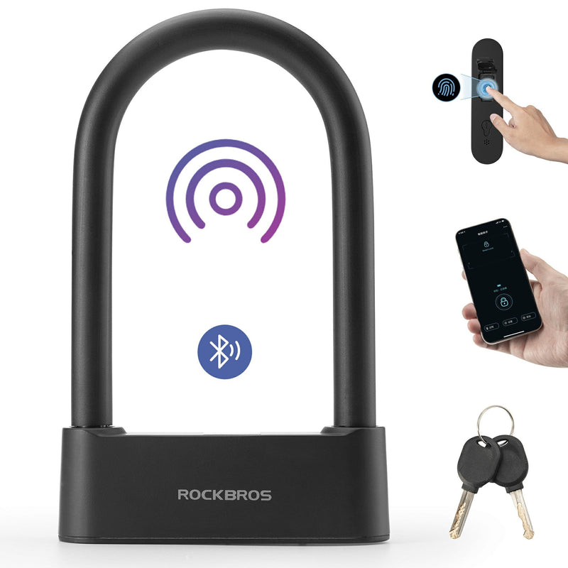 Load image into Gallery viewer, ROCKBROS Smart Bike U Lock with Fingerprint and App Control Waterproof
