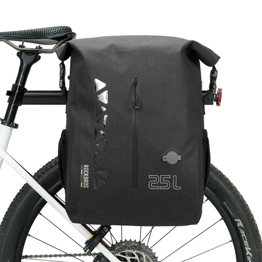 TL-153 25L Seamless 100% Waterproof Bike Panniers Rear Rack Bicycle Bag ROAD TO SKY