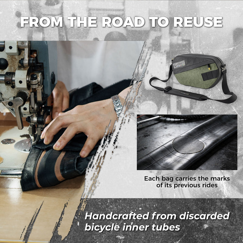 Load image into Gallery viewer, Sustainable Eco-Friendly Recycled Tire Bike Handlebar Bag 2.5L ROAD TO SKY
