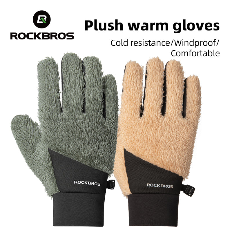 Load image into Gallery viewer, ROCKBROS Winter Touch Screen Plush Warm Gloves for Men Women
