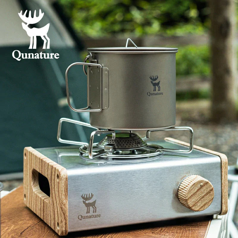 Load image into Gallery viewer, Qunature 1100ml Pure Titanium Camping Cup with Foldable Handle Lightweight
