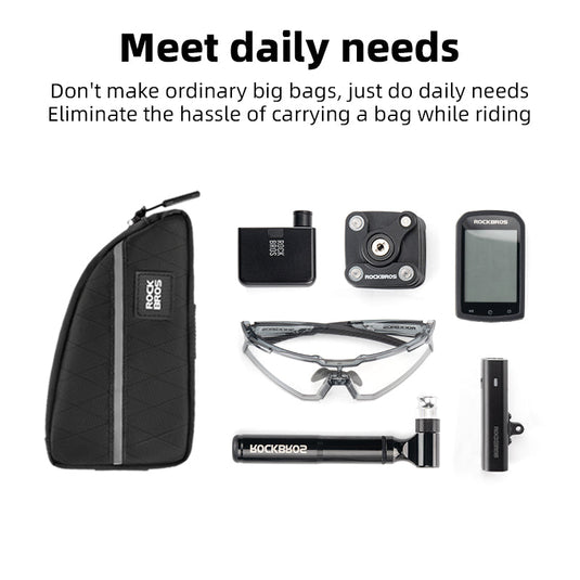 ROCKBROS Bicycle Top Tube Bag Bike Front Frame Bag Waterproof Nylon Pouch Pack 0.9L
