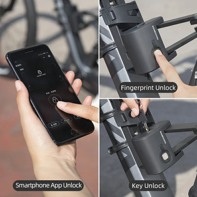 Load image into Gallery viewer, ROCKBROS Folding Bike Lock Smart Fingerprint Heavy Duty Anti Theft Bike Lock
