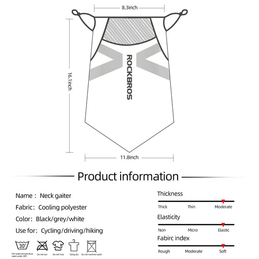 ROCKBROS Cooling Neck Gaiter with Ear Loops – Breathable Summer Face Cover for Cycling Fishing