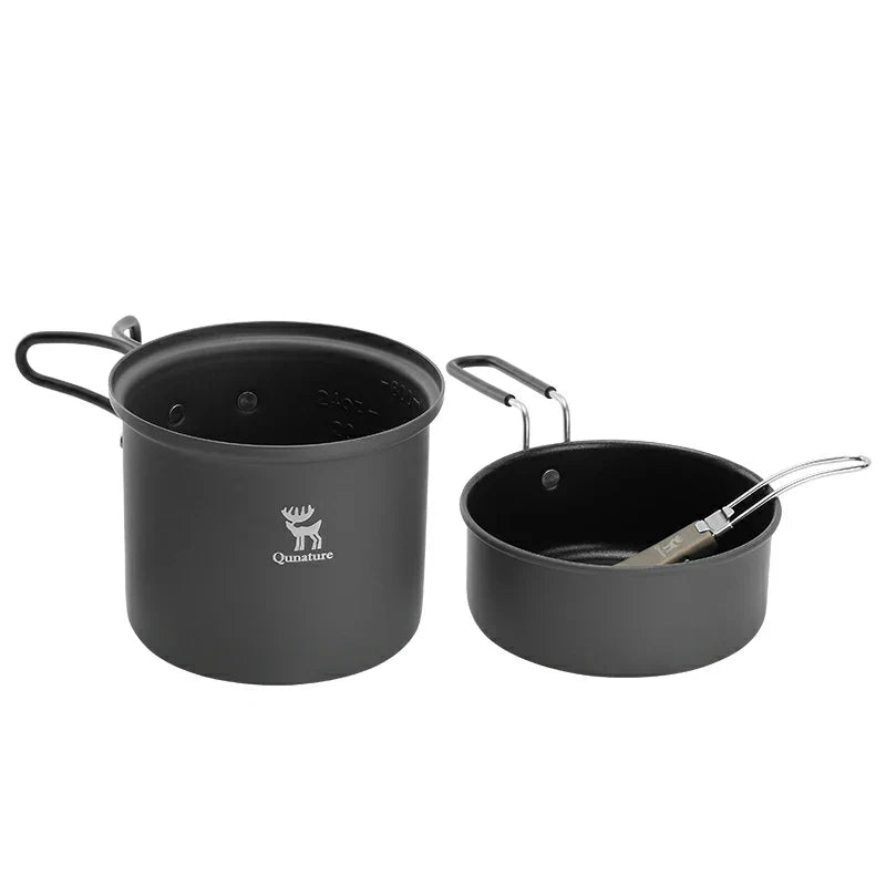 Load image into Gallery viewer, Qunature Ultra-Light Aluminum Camping Cookware Set with Nestable Design Handle
