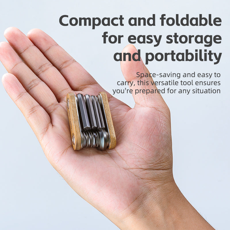 Load image into Gallery viewer, ROCKBROS Titanium-Plated 8-in-1 Wood Handle Multi-function Tool
