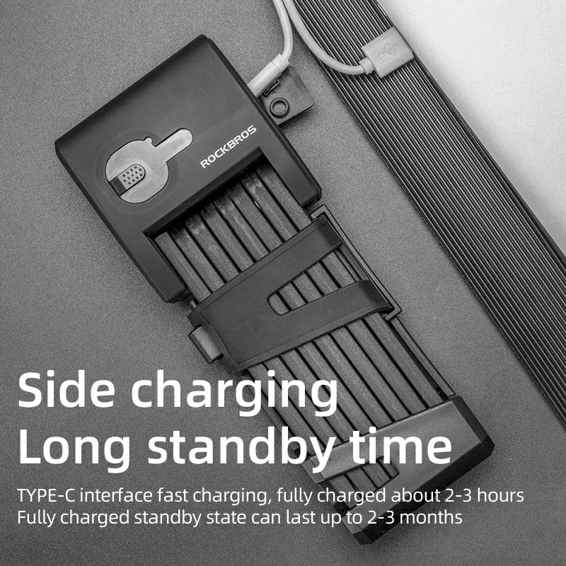 Load image into Gallery viewer, ROCKBROS Folding Bike Lock Smart Fingerprint Heavy Duty Anti Theft Bike Lock
