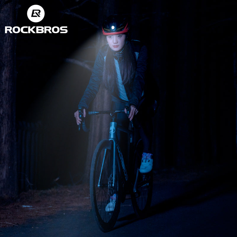 Load image into Gallery viewer, ROCKBROS Safety Warning Helmet with Built-In Lights and Adjustable Fit Electric USB
