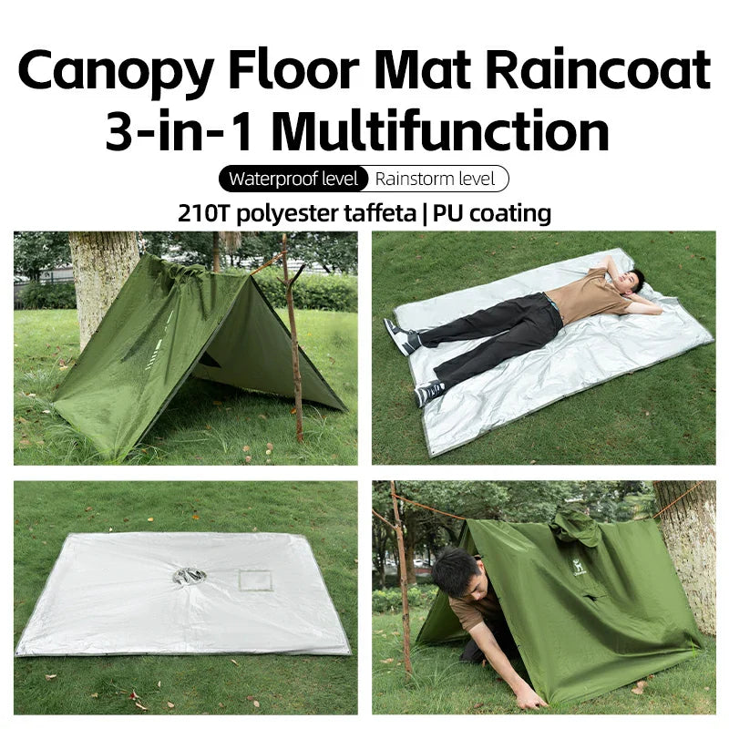 Load image into Gallery viewer, Qunature 3-in-1 Waterproof Raincoat Canopy Floor Mat Lightweight Portable
