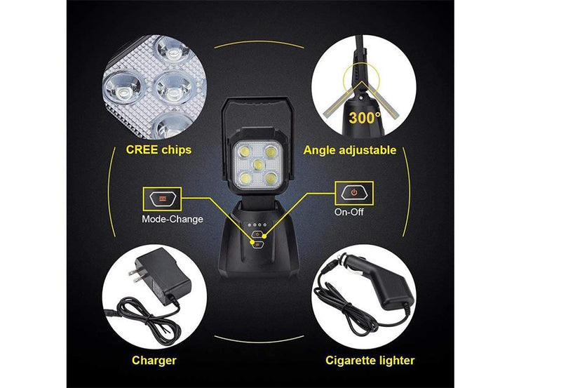 Load image into Gallery viewer, 15W Magnetic Base Rechargeable LED Work/Camp Light
