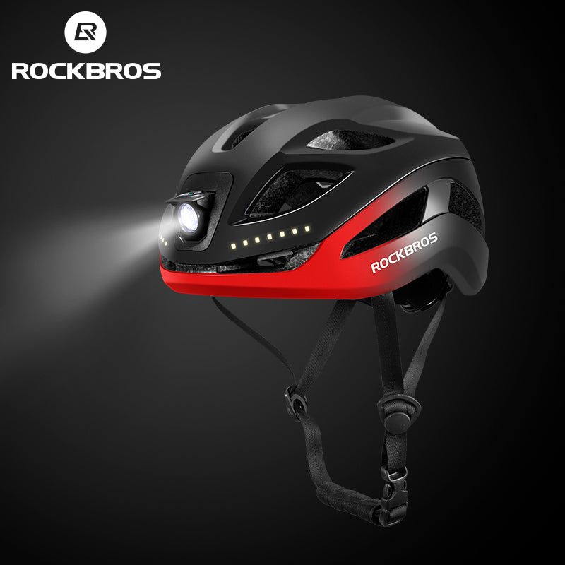 Load image into Gallery viewer, ROCKBROS Safety Warning Helmet with Built-In Lights and Adjustable Fit Electric USB
