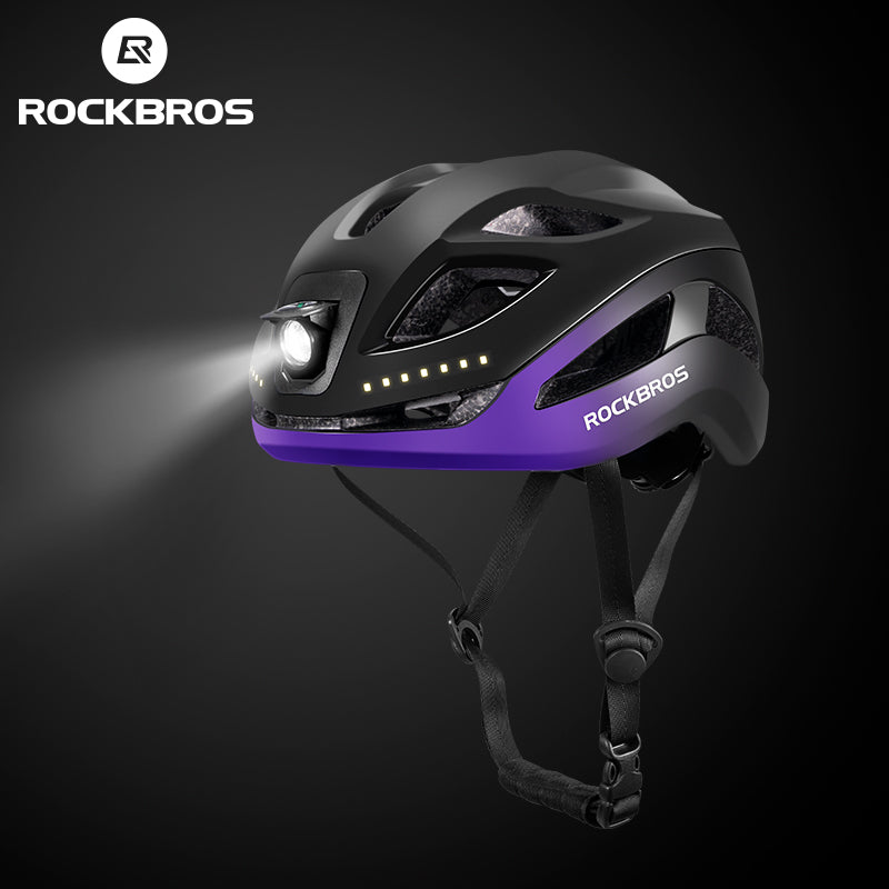 Load image into Gallery viewer, ROCKBROS Safety Warning Helmet with Built-In Lights and Adjustable Fit Electric USB
