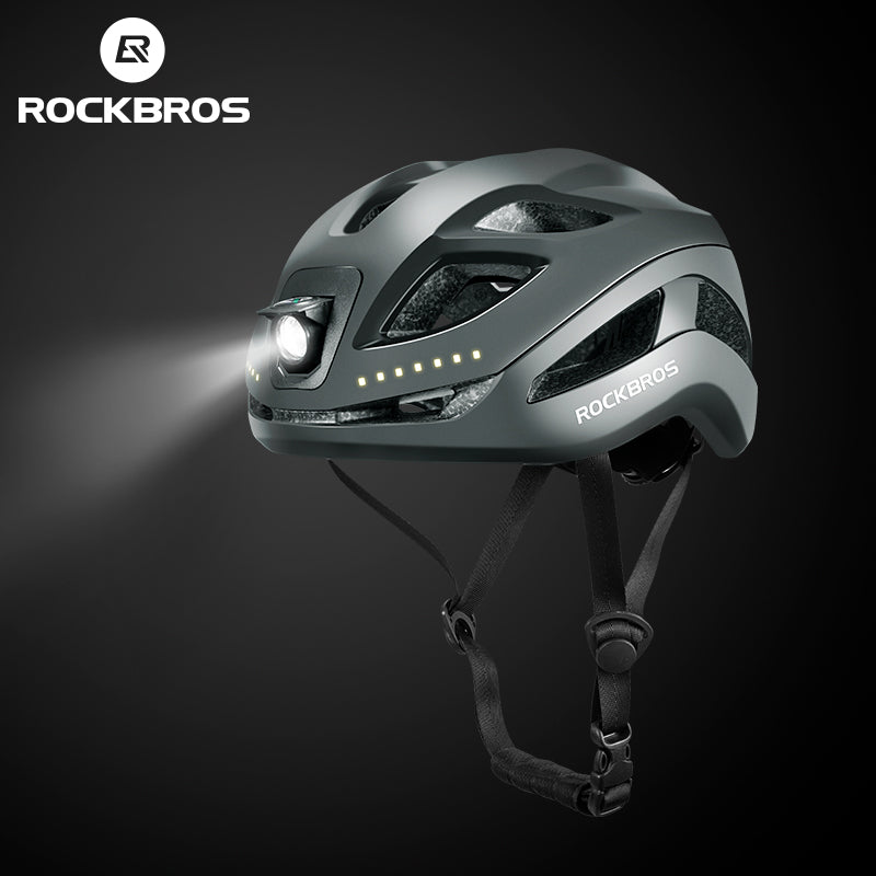 Load image into Gallery viewer, ROCKBROS Safety Warning Helmet with Built-In Lights and Adjustable Fit Electric USB
