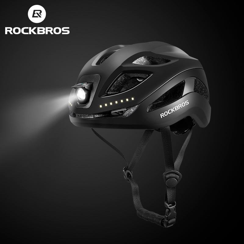 Load image into Gallery viewer, ROCKBROS Safety Warning Helmet with Built-In Lights and Adjustable Fit Electric USB
