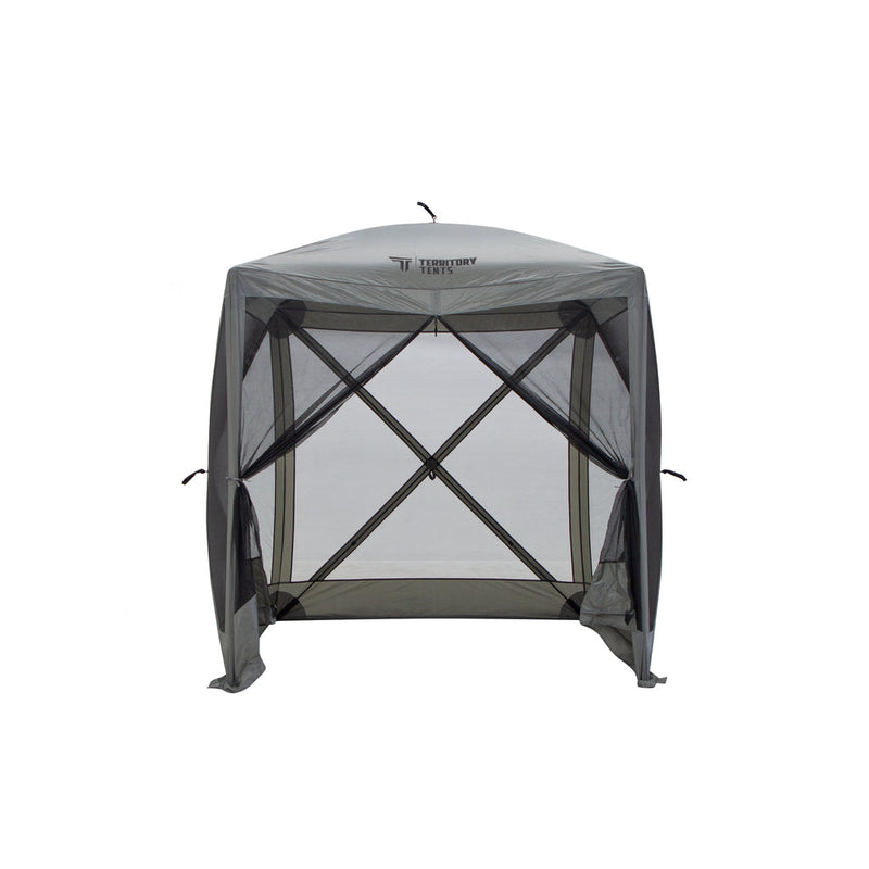 Load image into Gallery viewer, Alt text: &quot;Territory Tents 4-Sided Portable Screen Tent set up against a white background, highlighting mesh screen design and durable frame.&quot;
