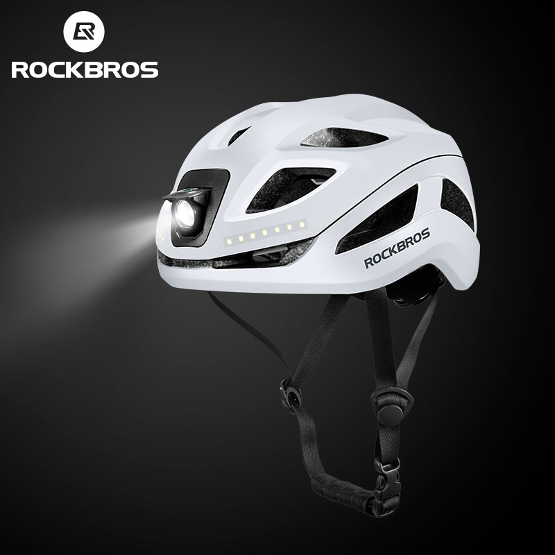 Load image into Gallery viewer, ROCKBROS Safety Warning Helmet with Built-In Lights and Adjustable Fit Electric USB
