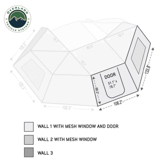 OVS HD Nomadic 270 Degree Awning Wall 1 with Door & Window - Passenger Side