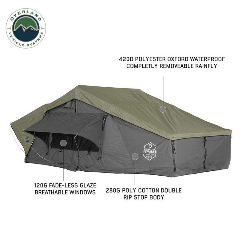 Load image into Gallery viewer, OVS HD Nomadic 3 Extended Soft Shell Roof Top Tent, Grey Body &amp; Green Rainfly

