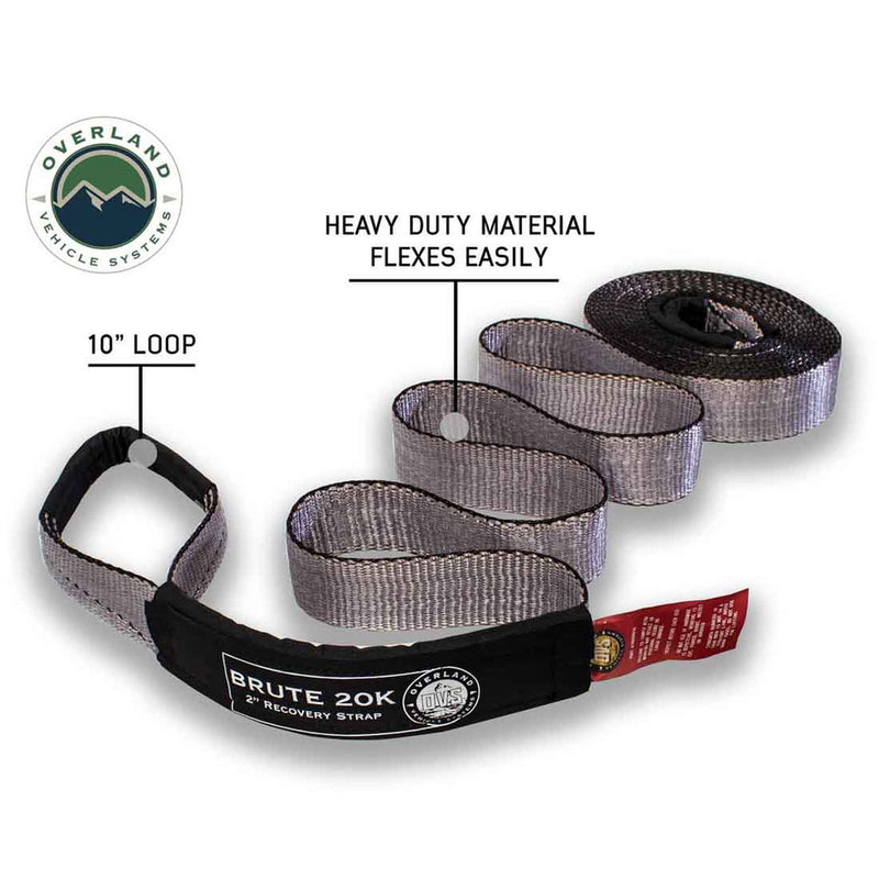 Load image into Gallery viewer, OVS Tow Strap 2&quot; x 30&#39; 20,000 LB. Gray W/ Black Ends
