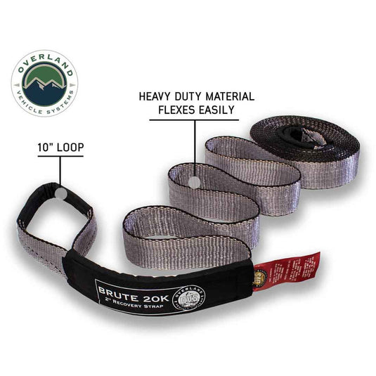 OVS Tow Strap 2" x 30' 20,000 LB. Gray W/ Black Ends