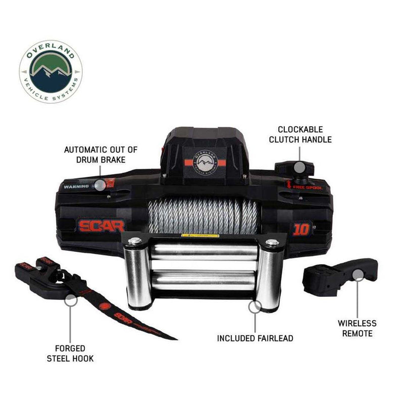 Load image into Gallery viewer, Overland Vehicle Systems SCAR 10 - 10,000 Lbs. Rated Steel Cable Winch
