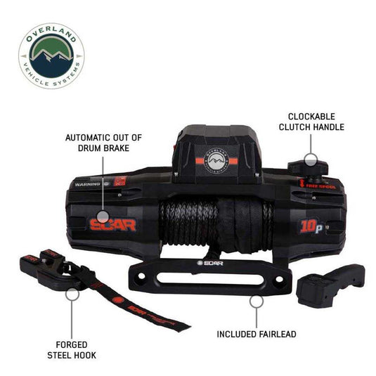 Overland Vehicle Systems SCAR 10S - 10,000 Lbs. Rated Synthetic Rope Winch