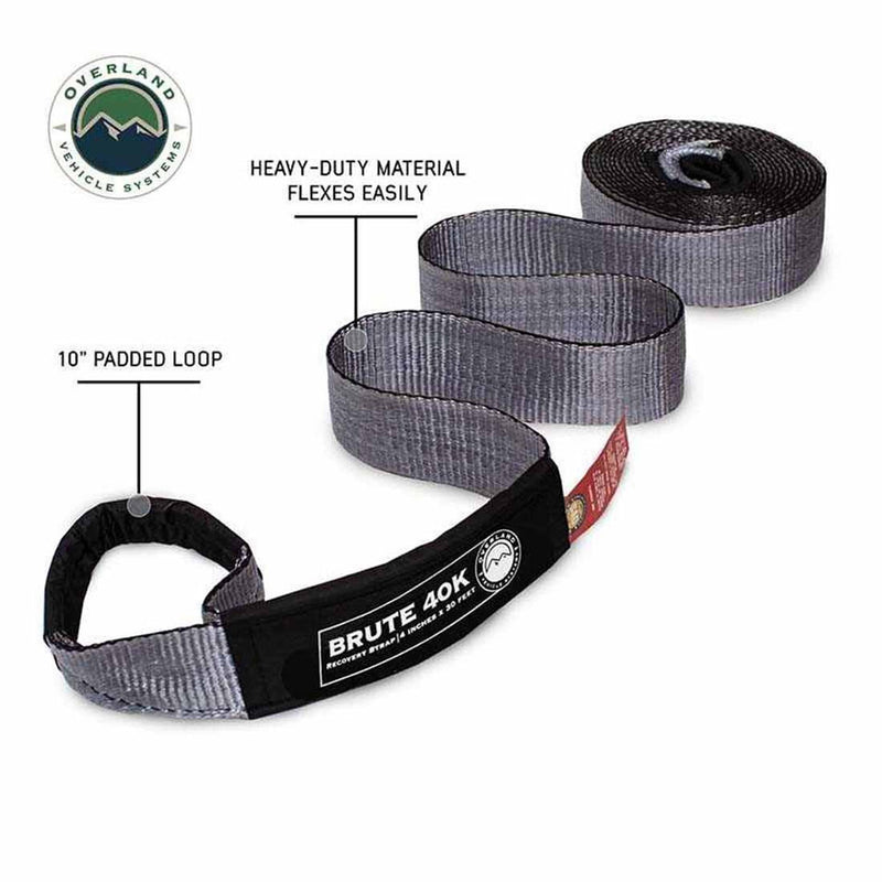 Load image into Gallery viewer, OVS Tow Strap 4&quot; x 30&#39; 40,000 LB. Gray With Black Ends
