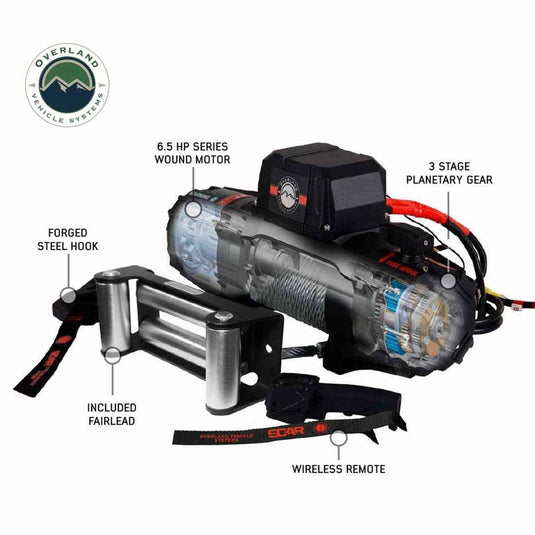 Overland Vehicle Systems SCAR 12 - 12,000 Lbs. Rated Steel Cable Winch