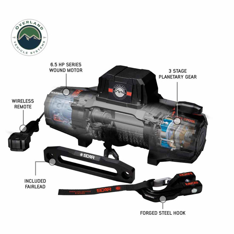 Load image into Gallery viewer, Overland Vehicle Systems SCAR 12S - 12,000 Lbs. Rated Synthetic Rope Winch
