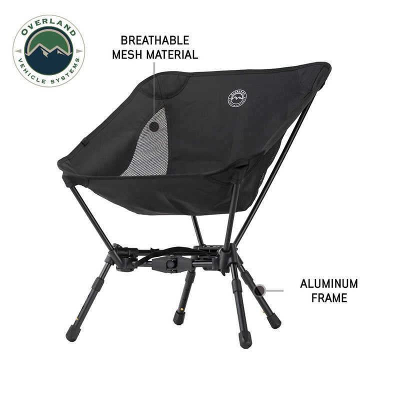 Load image into Gallery viewer, alt=&quot;Overland Vehicle Systems compact camping chair with collapsible aluminum frame and breathable mesh material&quot;
