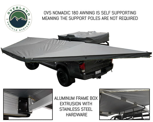 Overland Vehicle Systems 180 Awning with Bracket Kit for Mid - High Roofline Vans
