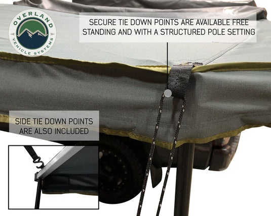 Overland Vehicle Systems 180 Awning with Bracket Kit for Mid - High Roofline Vans