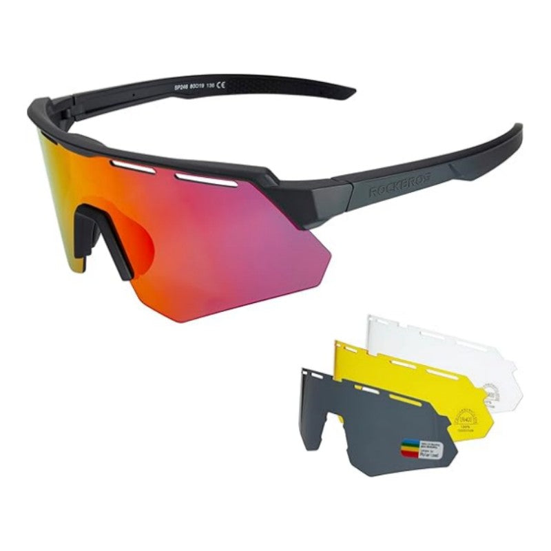 Load image into Gallery viewer, Polarized Cycling Glasses with 4 Interchangeable Lenses

