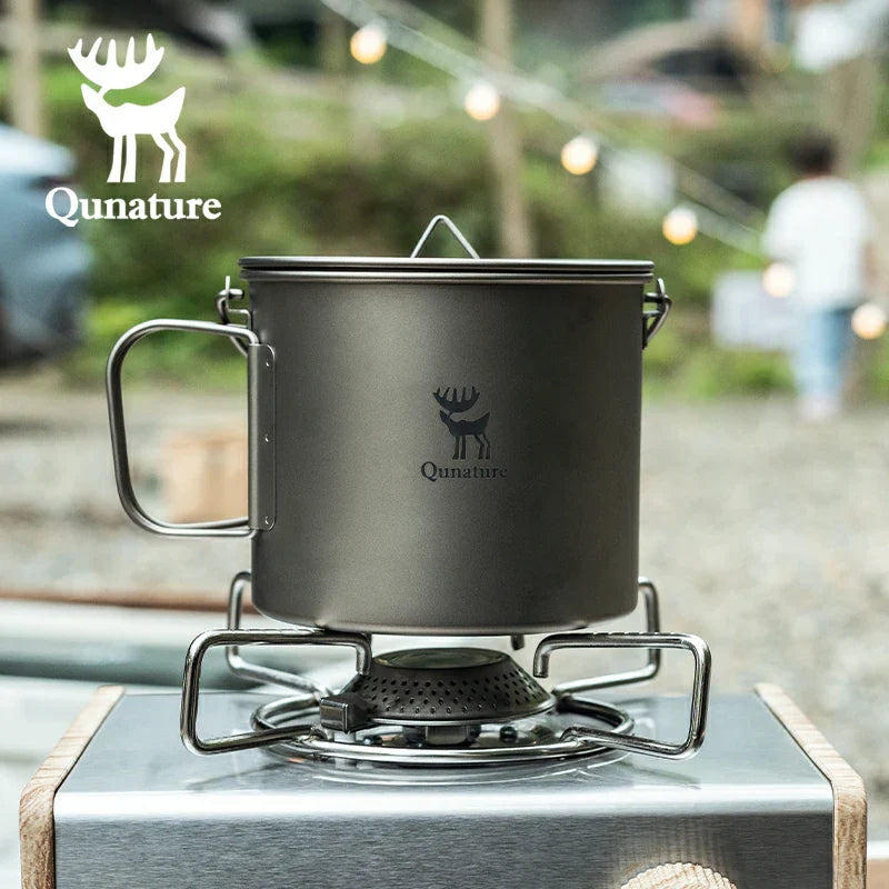 Load image into Gallery viewer, Qunature 1100ml Pure Titanium Camping Cup with Foldable Handle Lightweight

