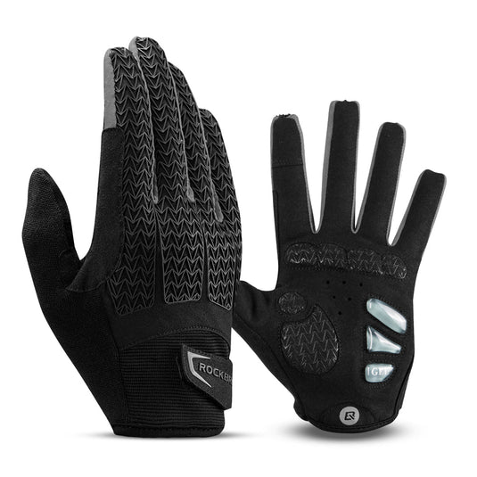 Cycling Gloves Full Finger with Gel Padded Shock Absorbing Gray / US S= Asian M