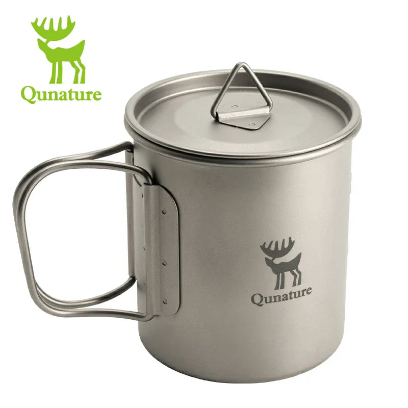 Load image into Gallery viewer, Qunature Pure Titanium Folding Mug Lightweight Durable with Lid for Outdoor Camping
