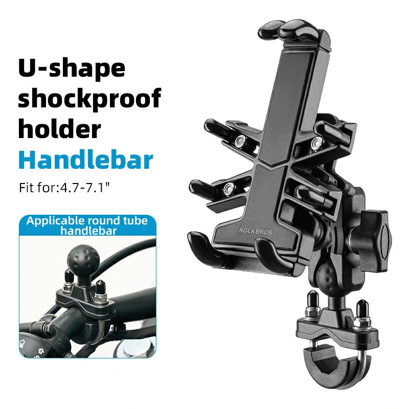 Load image into Gallery viewer, ROCKBROS Motorcycle ATV Adjustable Phone Holder with Vibration Dampener for 4.7-7.1" Phones
