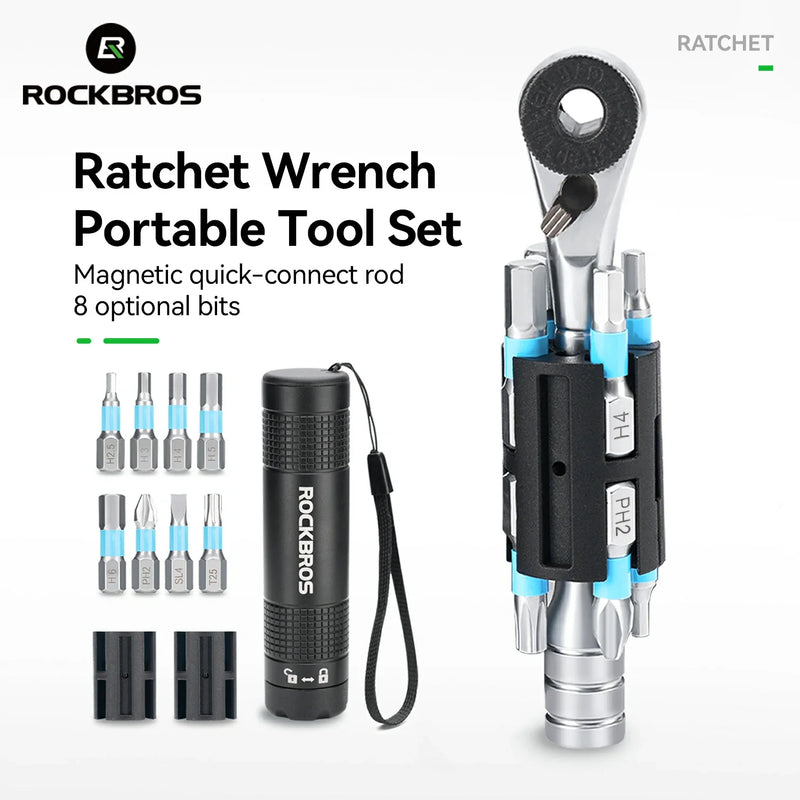 Load image into Gallery viewer, S2 Alloy 1/4" Drive Ratchet Handle 72-Tooth Compact Bike Repair Kit with 8 Bits
