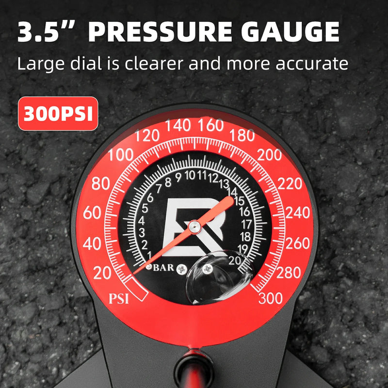 Load image into Gallery viewer, ROCKBROS 240PSI Classic Floor Drive 3.5 High Pressure Bicycle Floor Pump with Accurate 3.5" Analog Gauge
