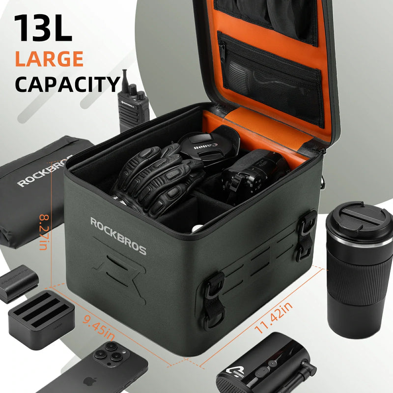 Load image into Gallery viewer, ROCKBROS 13L Waterproof Motorcycle Tail Bag Saddlebag Rear Rack Trunk
