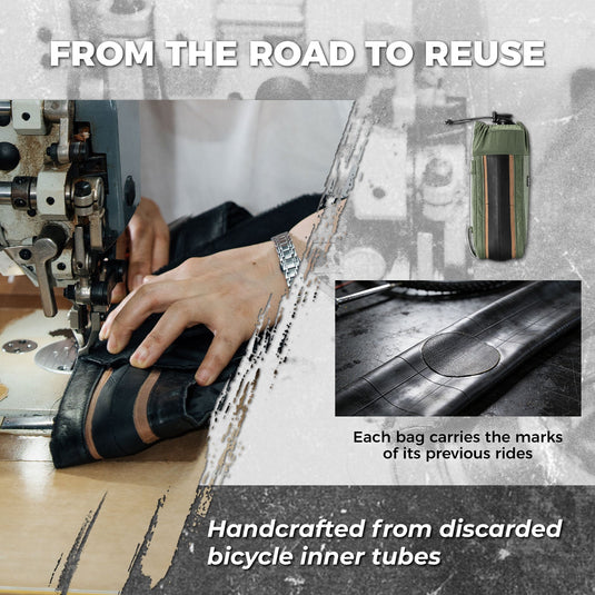 Sustainable Eco-Friendly  Recycled Tire Bike Water Bottle Bags 0.8L ROAD TO SKY