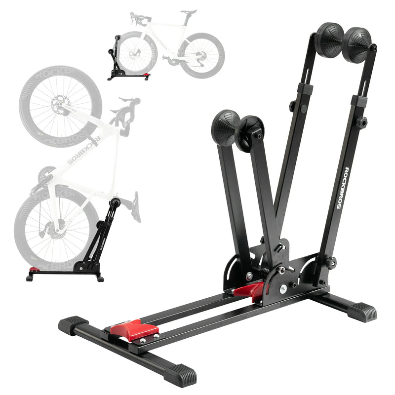 Load image into Gallery viewer, 2-in-1 Adjustable Bike Stand Foldable Floor Vertical Rack Sturdy Carbon Steel for 24"-27.5" Wheels
