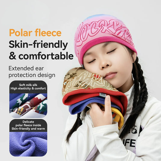 Kids Winter Fleece Beanie for Helmet Use
