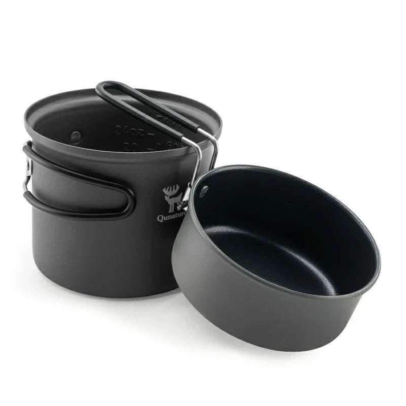 Load image into Gallery viewer, Qunature Ultra-Light Aluminum Camping Cookware Set with Nestable Design Handle
