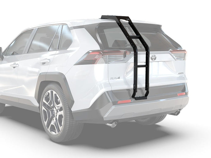 Alt text: inch2019 Toyota RAV4 equipped with Front Runner ladder, showcasing the sleek and sturdy design for easy roof rack access.inch