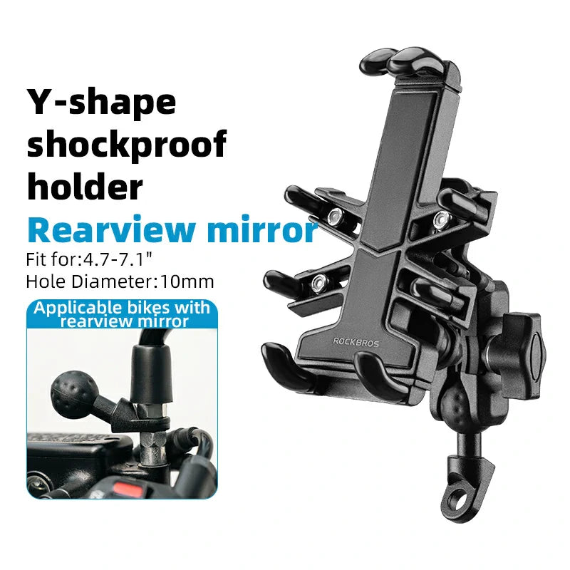 Load image into Gallery viewer, ROCKBROS Motorcycle ATV Adjustable Phone Holder with Vibration Dampener for 4.7-7.1" Phones
